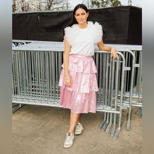 Queen of Sparkles Sequin Star Ruffle Tiered Midi Skirt